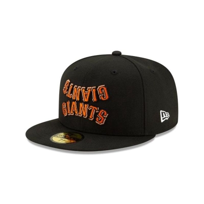 Black San Francisco Giants Hat - New Era MLB Team Mirror 59FIFTY Fitted Caps USA6342597